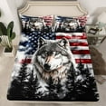 thumbnail image 2 of Homewish 3D Jungle Wolf Twin Sheet Sets, Retro American Flag Twin Fitted Sheet, Western Countryside Flat Sheet, Microfiber Bedroom Decor, 3-Piece, 2 of 7