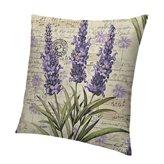 BANET  Pretty Purple Lavender Throw Pillow Covers, Flowers-Themed Pillow Cushion Cases with Zipper, Modern Decorative Square Pillow Cases for Girls Women Sofa Couch Bedroom Living Room Car 12x12in