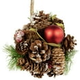 thumbnail image 4 of Northlight 5.5" Red Ornament Pinecone and Mixed Foliage Hanging Christmas Ball Ornament, 4 of 4