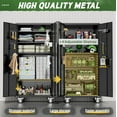 thumbnail image 3 of SOLAURA Metal Storage Cabinet with Wheels and Pegboard, 72" Black Garage Rolling Cabinet with 4 Adjustable Shelves, Lockable Tool Storage Cabinets for Home Office, 3 of 6