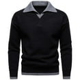 thumbnail image 2 of Yaoyar Men's Fashion Color Blocked Fake Two Piece Long Sleeve Collar Elastic Tight Set Knitted Sweater, 2 of 4