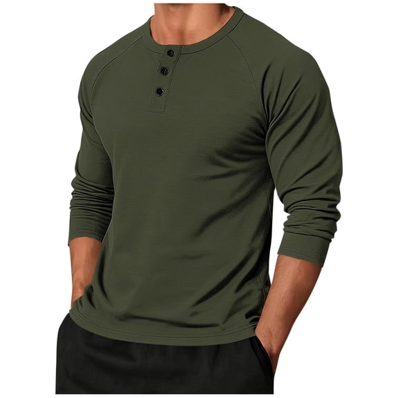 YYDGH Mens Baseball Shirt Raglan Long Sleeve Henley T-Shirt Sport Athletic Tee Color Block Button Crewneck Jersey Tops