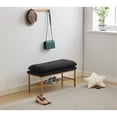 thumbnail image 4 of Linen Upholstered Bench with Metal Legs / Sturdy Support for Various Purposes, 4 of 6