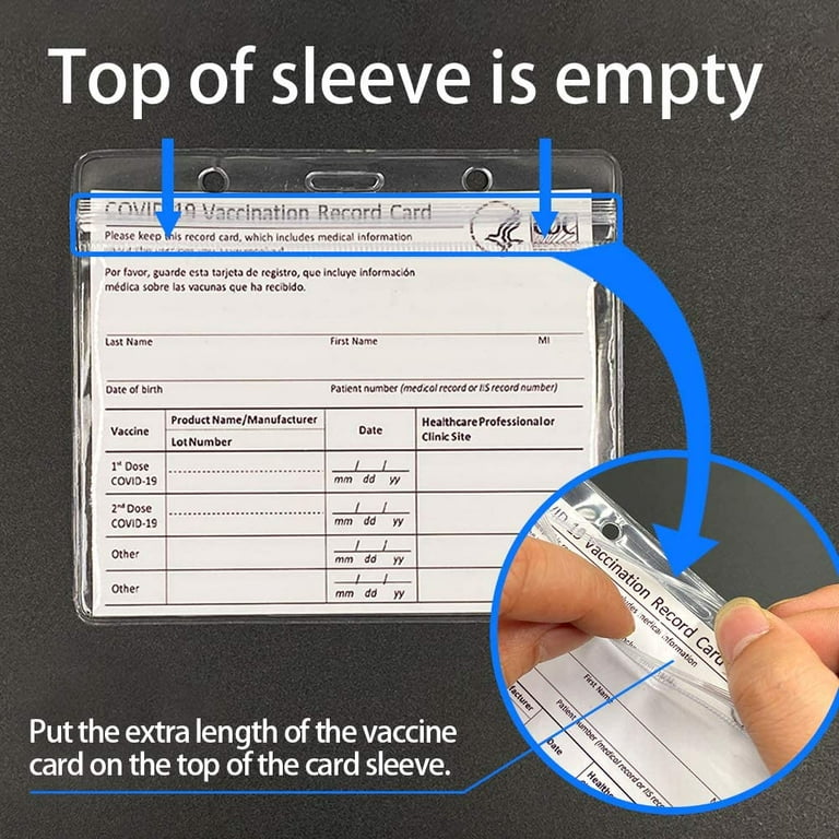 Tekdeals CDC Vaccination Card Protector Holder 4.3x3.5 Inches Immunization Record Horizontal ID Badge Holder, Clear Vinyl Plastic Sleeve Cover