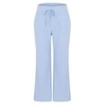 thumbnail image 4 of Striped Pants Women, Audhol Women's Striped Pants Comfy Pajama Pants Drawstring Elastic Waist Striped Wide Leg Pants Summer Pants for Women Blue L, 4 of 9