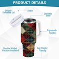 thumbnail image 2 of Yayeee 40oz Stainless Steel Tumbler with Straw and Handle Double-Wall Insulated Travel Water Bottle, Dark Tartan Pattern, 2 of 8
