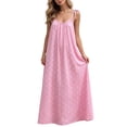 thumbnail image 2 of Yteetum Summer Dresses for Women Sleeveless Boho Print Tie Shoulder Spaghetti Strap Backless Cami Dresses Sundress Casual Solid Loose Comfy Travel Vacation Beach Dress, 2 of 9