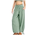 thumbnail image 2 of Women's Casual Pants Elastic Waist Drawstring Loose Fit Linen Trousers with Pockets for Everyday Wear, 2 of 8