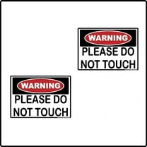 2pk Warning Please Do Not Touch Black Red Yellow White Gun Ammo Death Danger Notice Rectangle Funny Hard Hat Comedy Laughing Label Sticker Decal Made in America 2.50" x 1.75"