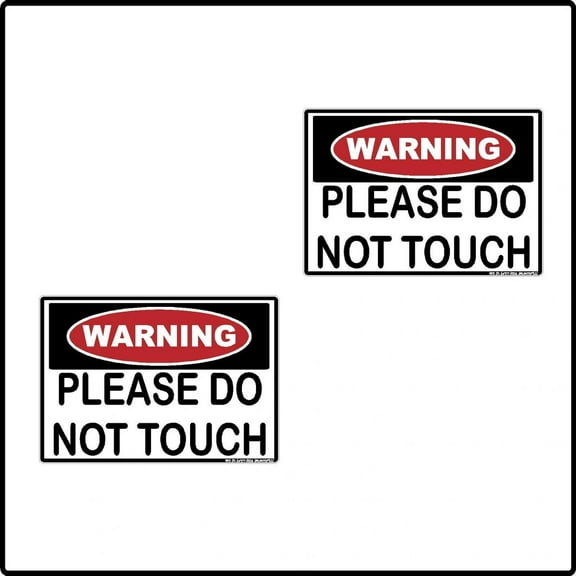 2pk Warning Please Do Not Touch Black Red Yellow White Gun Ammo Death Danger Notice Rectangle Funny Hard Hat Comedy Laughing Label Sticker Decal Made in America 2.50" x 1.75"
