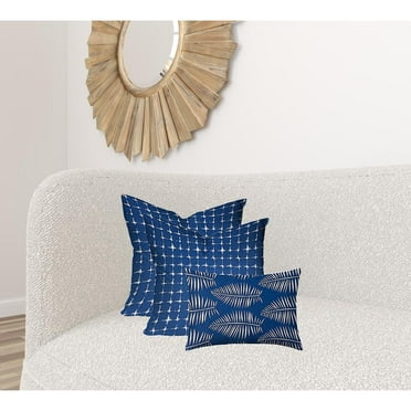 HomeRoots Blue, White Enveloped Gingham Throw Indoor Outdoor Pillow
