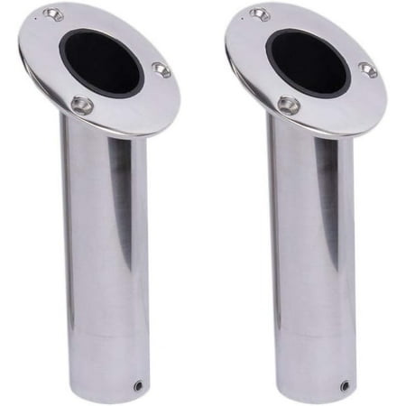 Bay-sun 2Pcs Boat Stainless Steel Fishing Rod Holder Flush Mount 30 Degree Casting Flange for Marine Yacht