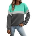 thumbnail image 2 of Women's Crewneck Sweatshirts Color Block Dressy Pullover Casual Long Sleeve Tops Trendy 2025, 2 of 5