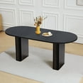 thumbnail image 1 of Table à Manger de 70,8 Po pour Style Rustique de Ferme, Table Ovale de Cuisine et Salle à Manger avec Base en Bois pour Salle de Réunion et Salle de Réception (Noir), 1 of 11
