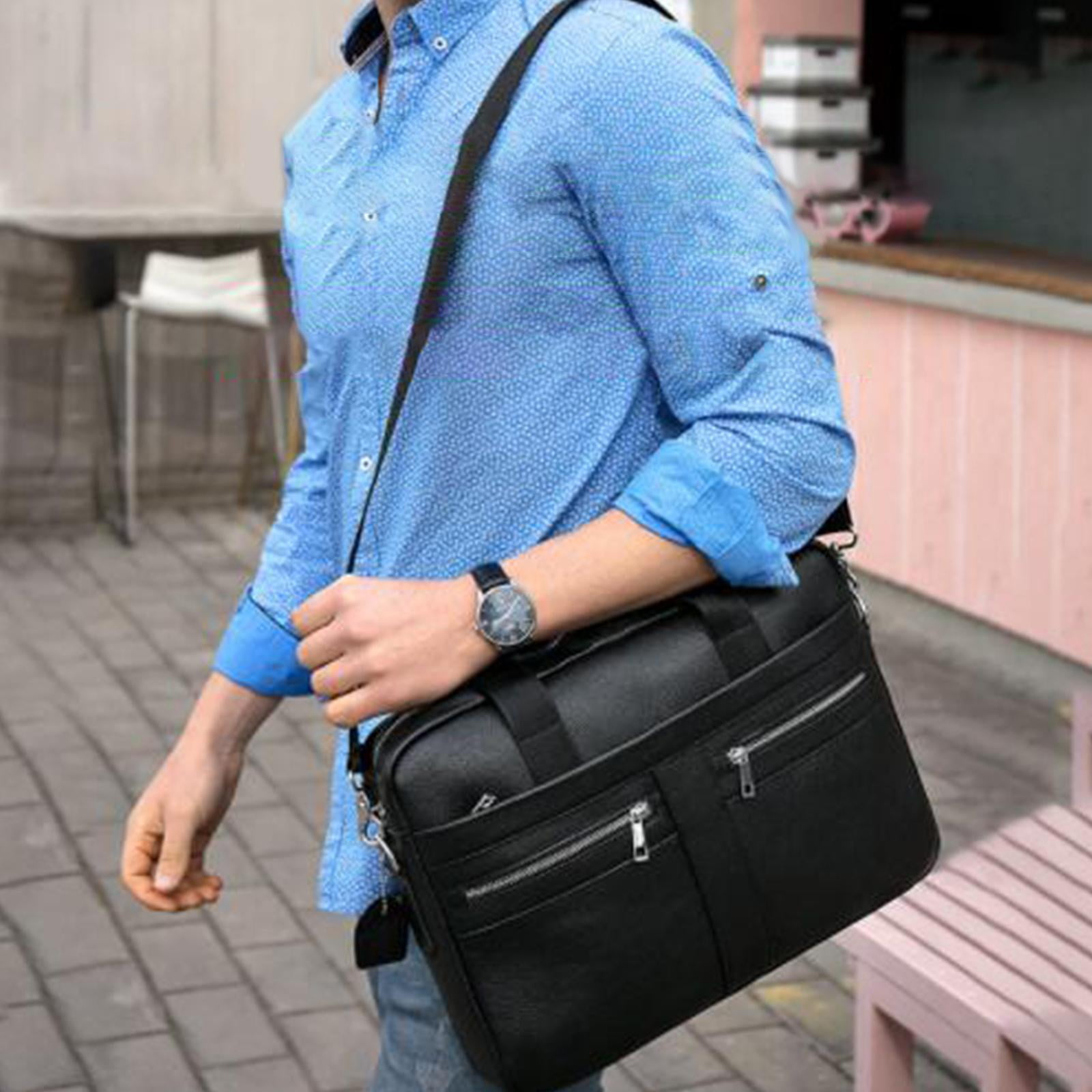 FVDPWYE Men Briefcase Multi Pockets Practical Business Laptop Bag Lightweight Adjustable Black