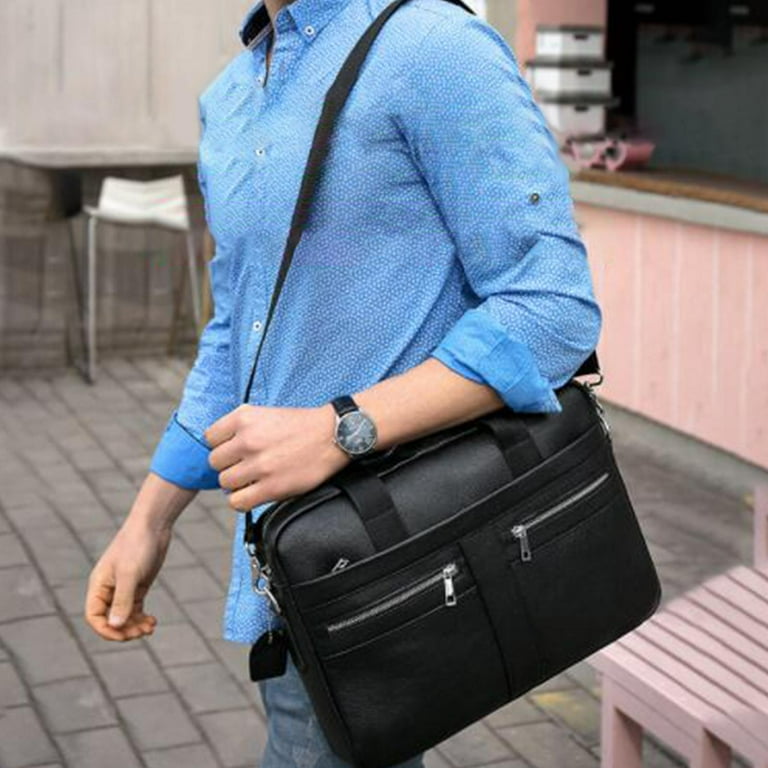 通販 Bag Laptop 15 Office Mens Shoulder Briefcase Leather WorkBags