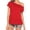 *Red, variant on ClodeEU Women's Asymmetrical One Shoulder Short Sleeve T-Shirt,Solid Color Casual Summer Loose Top Black,Women's Plus L