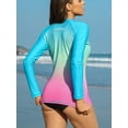 thumbnail image 4 of Haut de Maillot anti-UV à Manches Longues pour Femme, Protection Solaire, Fermeture Éclair, Dégradé, 4 of 5