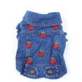 thumbnail image 2 of Adorable Ivory Denim Pet Dog Jacket - Stylish Blue Strawberry Coat Dress for Spring/Autumn - Cute Puppy Apparel, 2 of 7