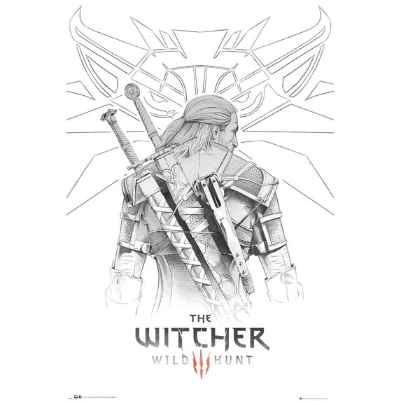 The Witcher: Wild Hunt - Gaming Poster (Geralt - Sketch) (Clear Poster Hanger)