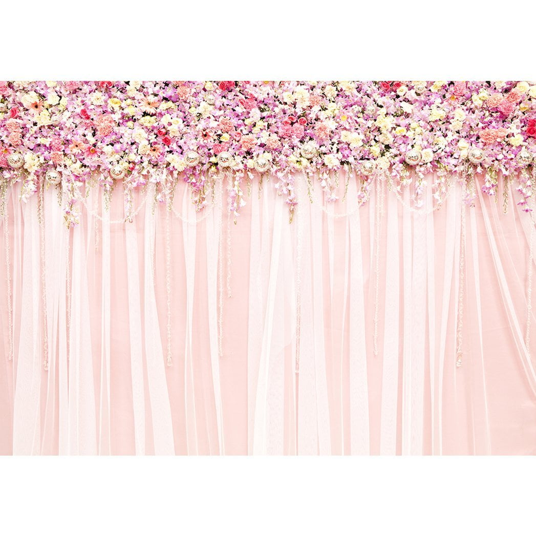 Backdrops for Wall Pink Floral Curtain Flower Wall Party Backdrops Birthday Backdrops Kids Shower Wedding Backdrops Photo Background Party Wall Decoration