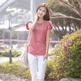 thumbnail image 4 of Babysbule Womens Summer Tops Fashion Womens Plus Size Loose Short Sleeve Pullover O-Neck Tops Casual T-Shirt, 4 of 9