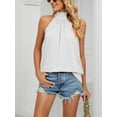 thumbnail image 4 of PULLIMORE Women's Sleeveless Tie Halter Tops Summer High Neck Tank Top Loose Casual Shirts Blouse （White,2XL）, 4 of 6