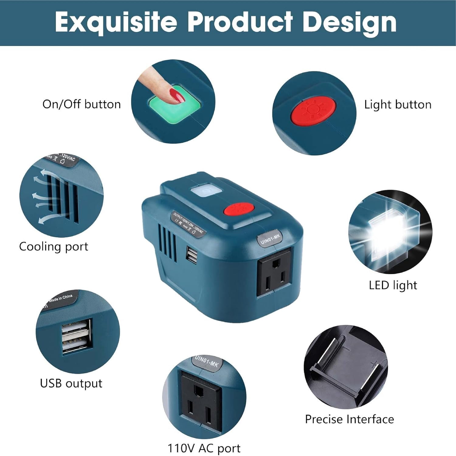for Makita Powered Inverter Generator 150W for Makita Battery DC 18v to 110v AC Output, Portable Power Source USB Charger Adapter, for Makita Power Station with LED Light
