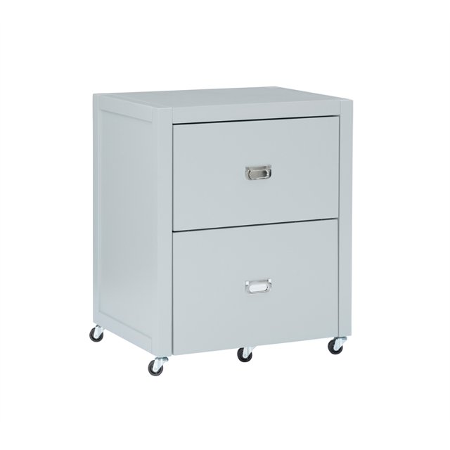 Linon Peggy Rolling Wood File Cabinet in Gray