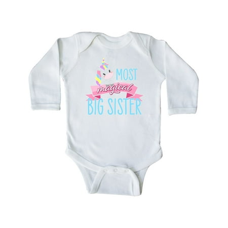 

Inktastic Most Magical Big Sister- cute unicorn Gift Baby Girl Long Sleeve Bodysuit