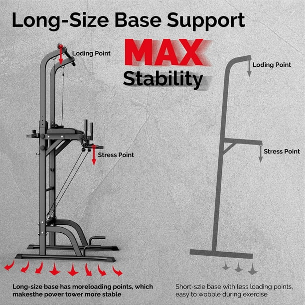 UPGO Power Tower Adjustable Dip Station 400lbs Max Home Gym Training Equipment Walmart Business Supplies