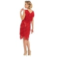 thumbnail image 5 of PrettyGuide Women's Flapper Dress Sequined Fringe 1920s Gatsby Party Cocktail Dresses Red with Accessories, Large, 5 of 7