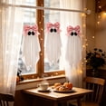 thumbnail image 2 of 3 Pcs Halloween Hanging Ghost Decorations for Pink Coquette Fall Home Decor, 31.5 Inch White Fabric with Black Eyes and Bow, Indoor Outdoor Hanging Pendant for Porch Window, 2 of 6