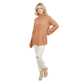 thumbnail image 3 of Yemak Women's Long Sleeve Mock Neck Cable Knit Sweater Pullover MK8188-Tan-M-BD, 3 of 3