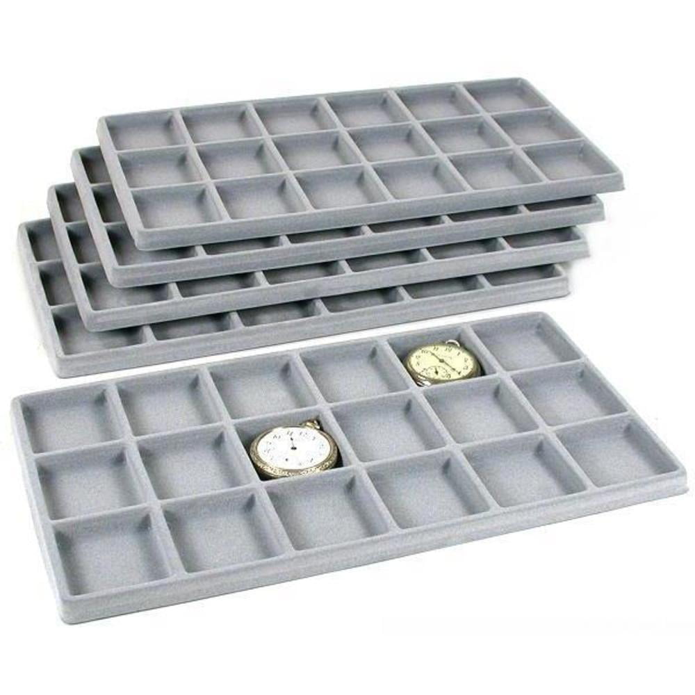 5 White Insert Tray Liners With 7 Slot Each Drawer Organize Jewelry Displays 