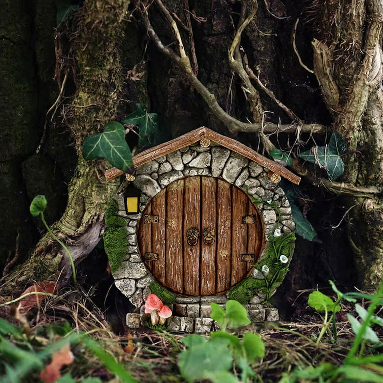 Miniature Fairy Door Hobbit Pixie Elf Tree Garden Gnome Ornament Home Decor  FAST J3X6