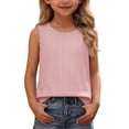 thumbnail image 3 of Eltusu Girls Tank Tops, Comfort Crew Neck Cotton Summer Sleeveless T-Shirts Red Size 10-12 T, 3 of 7