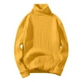 thumbnail image 2 of JTieacloth Mens Turtleneck Sweaters Casual Cable Knit Pullover Stretchy Sweaters Knitwear Fall Winter Layering,Yellow, 2 of 3