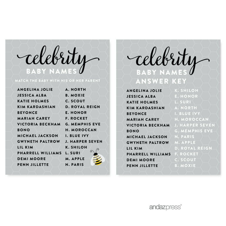 Celebrity Baby Names - Mommy To BEE Printable Baby Games