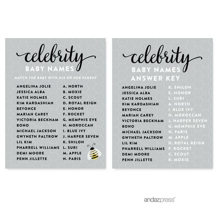 Celebrity Name Game  Mama to Bee Bumblebee Gender Neutral Baby Shower Games ,