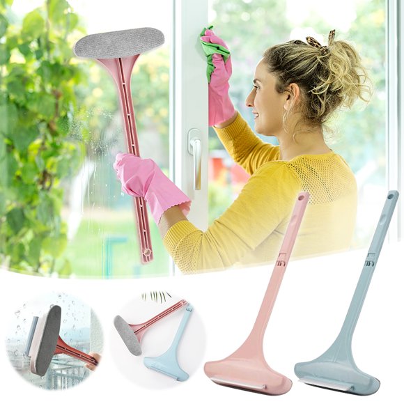 Herramienta para limpiar mosquiteras de ventanas con mango desmontable • Uso húmedo/seco • 54x21cm • Cepillo reutilizable para cristal, raíles y superficies