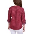 thumbnail image 2 of NY Collection 3/4 Sleeve Roll Tab Y Neck Blouse, 2 of 3