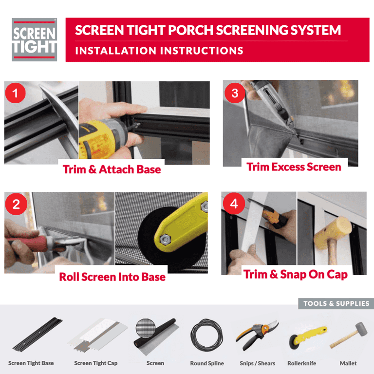 Screen Tight Porch Screening System, Cap and Base, 5 pk, 1.5-in x 96-in Screen Tight Porch Screening System, Cap and Base, 5 pk, 1.5-in x 96-in