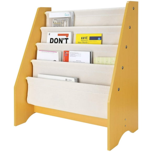 4 Tier Kids Bookshelf Book Rack Storage Sling Bookshelf Toy Display Shelf Baby Room Bookcase Furniture,24"L x 11.4"W x 27.9"H