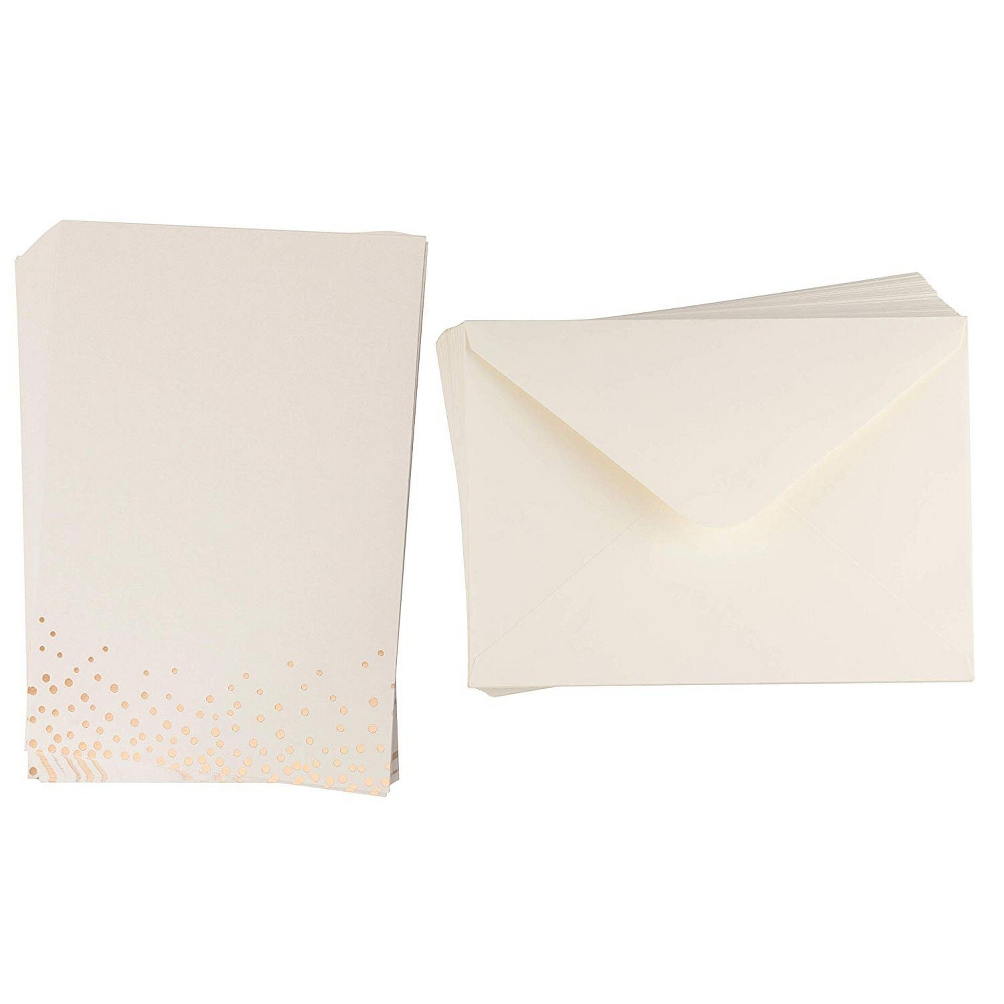 50Pack Blank Invitation Cards and Envelopes Plain Cards with Gold