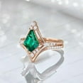 thumbnail image 3 of KANISHKAGEMS&JEWELS 9x7MM / 2MM Kite Cut Emerald Bridal Wedding Ring Set CZ Diamond Curved Proposal Band Alternative Fine Women Jewelry May Birthstone Gift For Her, 3 of 5