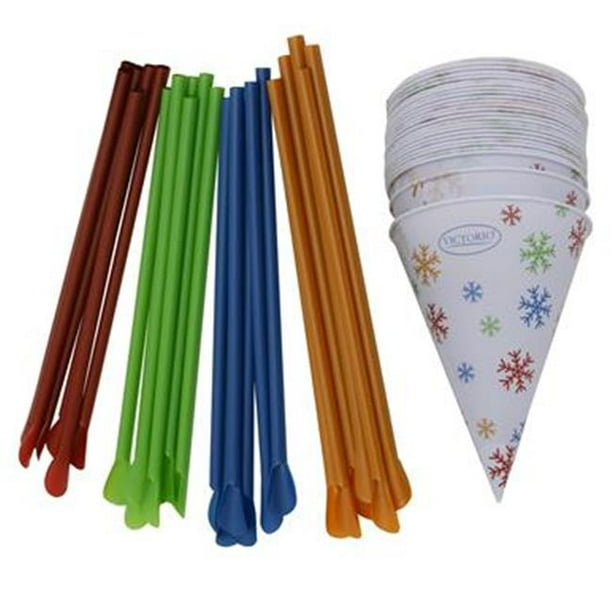 Snow Cone Cups with Spoon Straws