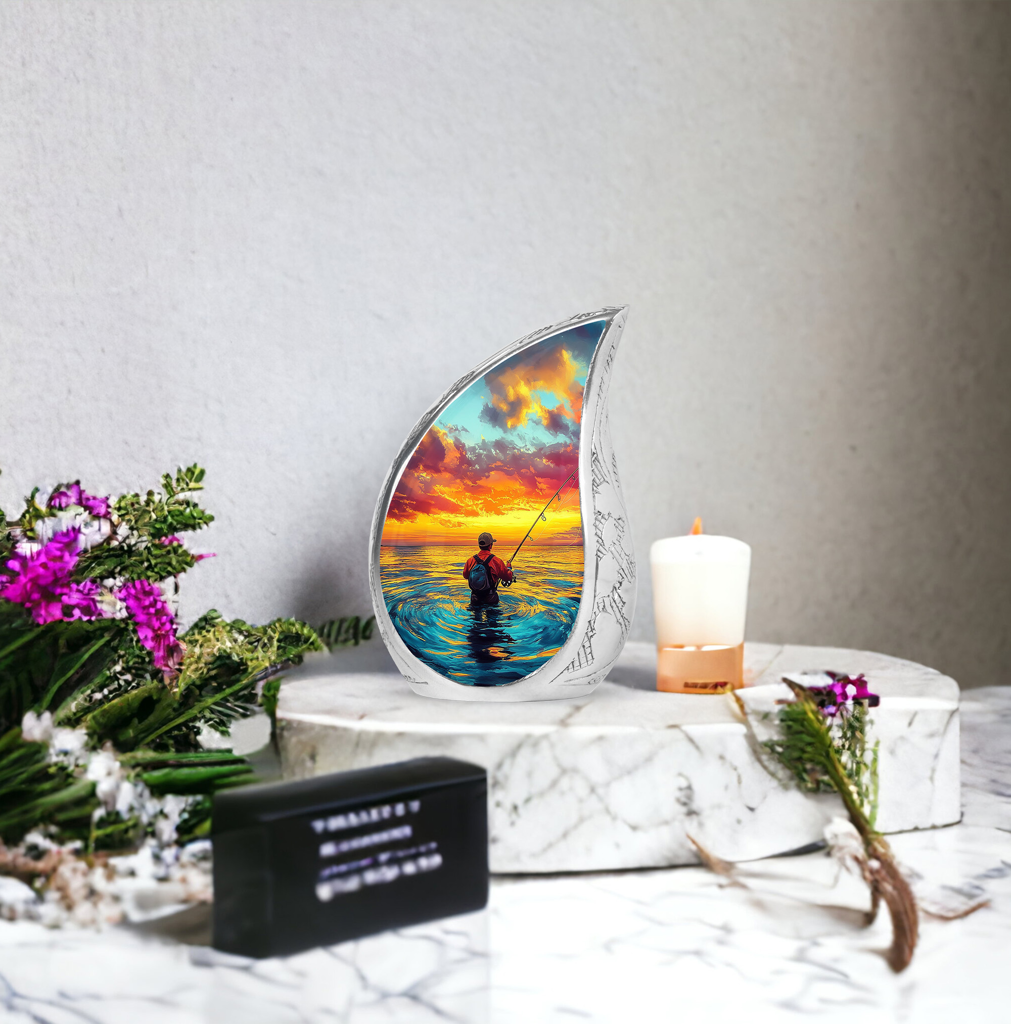 SABURIAL Fishing Urn - Small Funeral Urn - 3 Inch - Pack of 4 - Unique Urns for Human Ashes - Human Remains for Mom & Dad - Decorative Urns for Men & Women