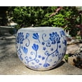thumbnail image 4 of U.S.Sourcing Inc. Ceramic Blue and White Flower or Vine Print Round planters Blue Flower Print, 4 of 5