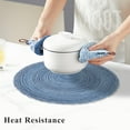 thumbnail image 5 of MeyJey 15" Braid Round Placemat Set of 6, Large Cotton Woven Non-Slip Table Mat Set of 6 Heat Resistant Placemat 6 Piece, Blue, 5 of 11